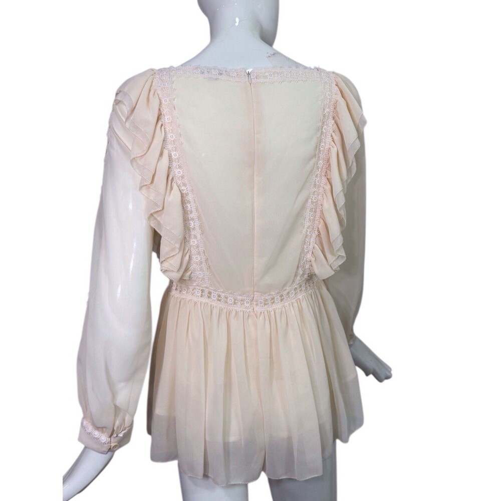 Stellah Large Romantic BOHO Lace Fairytale Detailed Fluttery Ivory Blouse Women - Picture 10 of 16